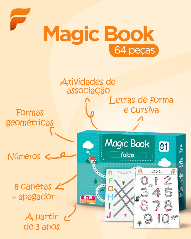 Caderno de Traço e Desenho Infantil Magic Book + Ebook Desenvolvimento Infantil (BRINDE!) - Minha loja