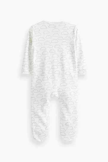 Conjunto De 2 Conjuntos De Pijamas De Algodão Branco Com Zíper Para Bebês (0 meses a 2 anos) - My Store
