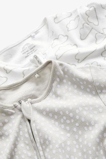 Conjunto De 2 Conjuntos De Pijamas De Algodão Branco Com Zíper Para Bebês (0 meses a 2 anos) - My Store